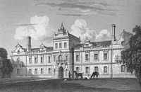 Kirby Hall in 1829 (gate courtyard)