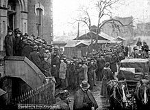 Klondikers buying miner's licences at the Custom House in Victoria, BC, on February 12, 1898