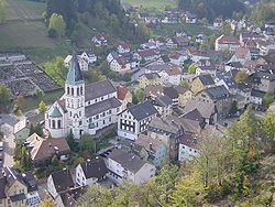 The centre of Lauterbach with Catholic church St Michael