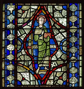 Saint Barnabas, detail of window of Lincoln Cathedral (1201–1235)