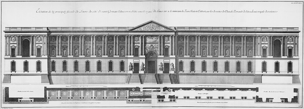 Engraving of the east façade from Blondel's Architecture françoise, 1756