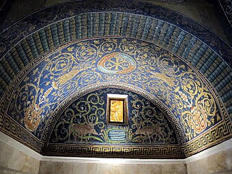 Late Roman-early Byzantine rinceaux in the Mausoleum of Galla Placidia, Ravenna, Italy, unknown architect or craftsman, 425-450