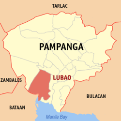 Map of Pampanga with Lubao highlighted