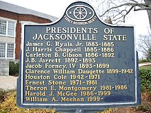 Presidents of Jacksonville historical marker