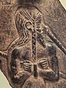 Prisoner of the Akkadian Empire, nude, fettered, drawn by nose ring, with pointed beard and vertical braid. 2350-2000 BC, Louvre Museum AO 5683.