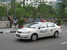 A Toyota Corolla Altis police car at Suntec City during Singapore 2006