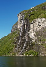 Wasserfälle Die sieben Schwestern im Geirangerfjord im Mai 2008