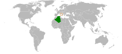 Map indicating locations of Algeria and Holy See