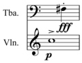 Image 23Notation indicating differing pitch, dynamics, articulation, and instrumentation (from Elements of music)