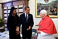 Image 12President Barack Obama and First Lady Michelle Obama meet with Pope Benedict XVI at the Vatican on July 10, 2009. (from Women in Vatican City)