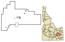 Location of Shelley in Bingham County, Idaho.