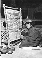 Monk painting a thangka at the Potala in Lhasa in 1938