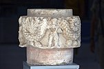 Capital with a figure showing features of Buddha and Heracles (100-200 CE), Old Termez Archaeological Museum.
