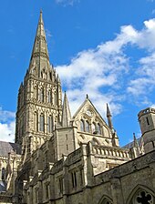 View of the spire of Salisbury Cathedral