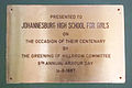 The Occasion of their Centenary By The Greenin Of Hillbrow Committee 14-8-1987