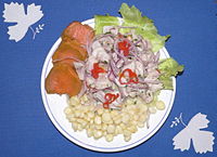 Cebiche, a seafood dish popular in Central and South America, especially in Peru