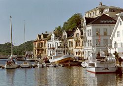 View of the Farsund town harbour