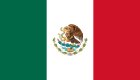 Flag with green stripe on the left, a red stripe on the right, and in between a white stripe with Mexico's coat-of-arms image
