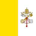 The Flag of Vatican City (1929). The white and gold colors symbolize the colors of the keys to heaven given by Jesus Christ to Saint Peter: the gold of spiritual power, the white of worldly power. The keys have been the Papal symbol since the 13th century.