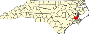 Map of North Carolina highlighting Pamlico County
