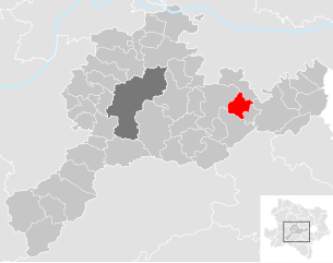 Lage der Gemeinde Maria Anzbach im Bezirk St. Pölten-Land (anklickbare Karte)