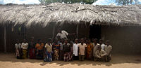 Pupils in front of their school in Nampula