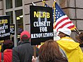 Image 56Union members picketing recent NLRB rulings outside the agency's Washington, D.C., headquarters in November 2007.