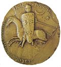 Equestrian seal of Raymond VI, Count of Toulouse with a star and a crescent (13th century)