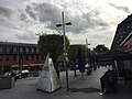 Ranelagh triangle in 2017 with monument to activist Deirdre Kelly
