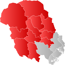 Note that the municipality Nome overlaps both Upper Telemark and Grenland.
