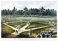 Frühes Baseballspiel auf den Elysian Fields in Hoboken, New Jersey (Lithographie von Currier and Ives)