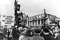 Demonstration im Hungerwinter 1947 in Krefeld als Ausdruck der krisenhaften Versorgungslage der Nachkriegsjahre oder