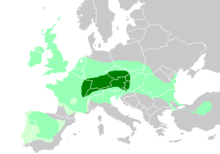 Europakarte mit grün eingezeichneten Arealen