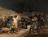 El Tres de Mayo, by Francisco de Goya, making a very different use of a file of men in profile, 1814.
