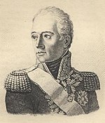 Black and white print shows a clean-shaven man in a Napoleonic era military uniform.