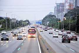 Right-hand traffic on Gyeongbu Expressway in South Korea