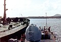 HMS Cardiff alongside tanker Ascension Islands 1982
