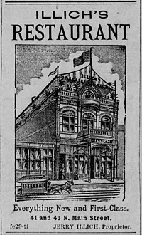 Illich's Restaurant ad from March 1890