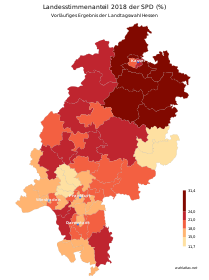 Vorläufiges Ergebnis der SPD (Anteil Landesstimmen)