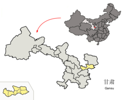 Location of Pingliang City jurisdiction in Gansu