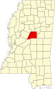 State map highlighting Attala County