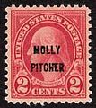 United States, 1928: The mythic American revolutionary war hero "Molly Pitcher" was honored with an overprint.