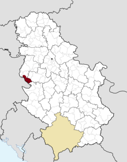 Location of the municipality of Ljubovija within Serbia