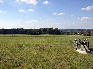 Hill overlooking Sandy Hollow, where Gen. Stephen's Division deployed on the far right flank of the Continental Army. The Jagers attacked from the right side of the photograph, while the light infantry attacked from the current-day tree line, at the left and center.