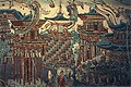 A fresco shows the style of architecture of the Tang dynasty.