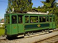 Dieser historische Berner Tramwagen ist sowohl als Linie 1 (Bärengraben–Friedhof) als auch als Linie 2 (Friedhof–Bärengraben) beschildert, an den Endpunkten musste die Beschilderung somit nicht gewechselt werden