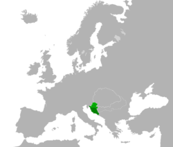 Kingdom of Croatia and Dalmatia (dark green) in 1260