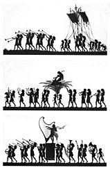 Selected silhouette wall frieze illustration, from Diefenbach's Per aspera ad astra or music children, 1892[4]