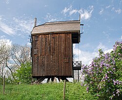 Preserved 18th-century post mill in Drewnica