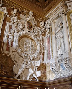 Detail of stucco and woodwork in the Gallery of Francis I, by Francesco Scibec da Carpi (died c.1557)